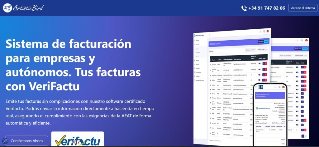 Sistema de facturación para empresas y autónomos. Tus facturas con VeriFactu